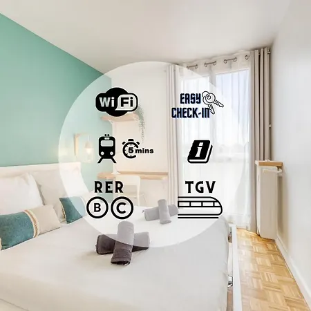 Apartment Blue Dream - Rer B&c - Netflix / Disney+/ Easy Check-in Massy (Essonne)